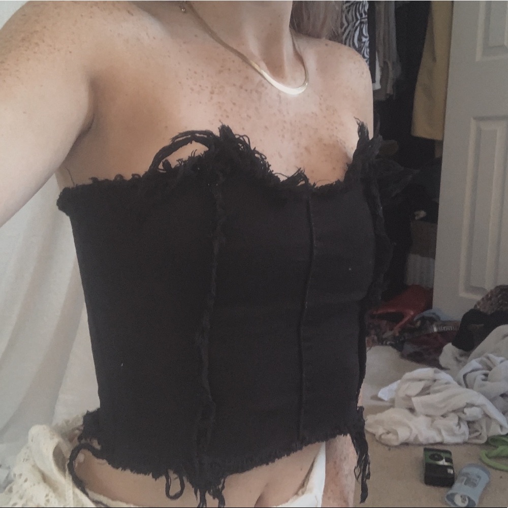 BLACK DENIM CORSET TOP